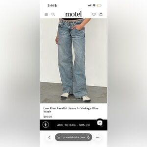 Motel Rocks Low Rise Parallel Jeans in Vintage Blue Wash